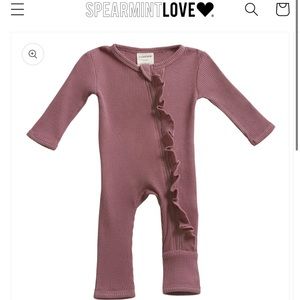 Organic Waffle Ruffle Zip Romper - Winterberry